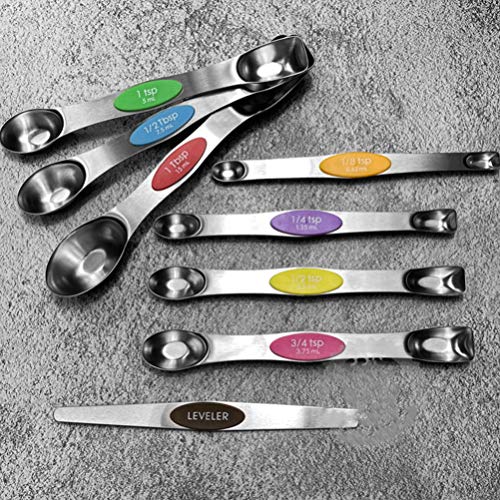 Conjunto de 8 colheres medidoras YARNOW de aço inoxidável de dupla face, colheres de medição para co