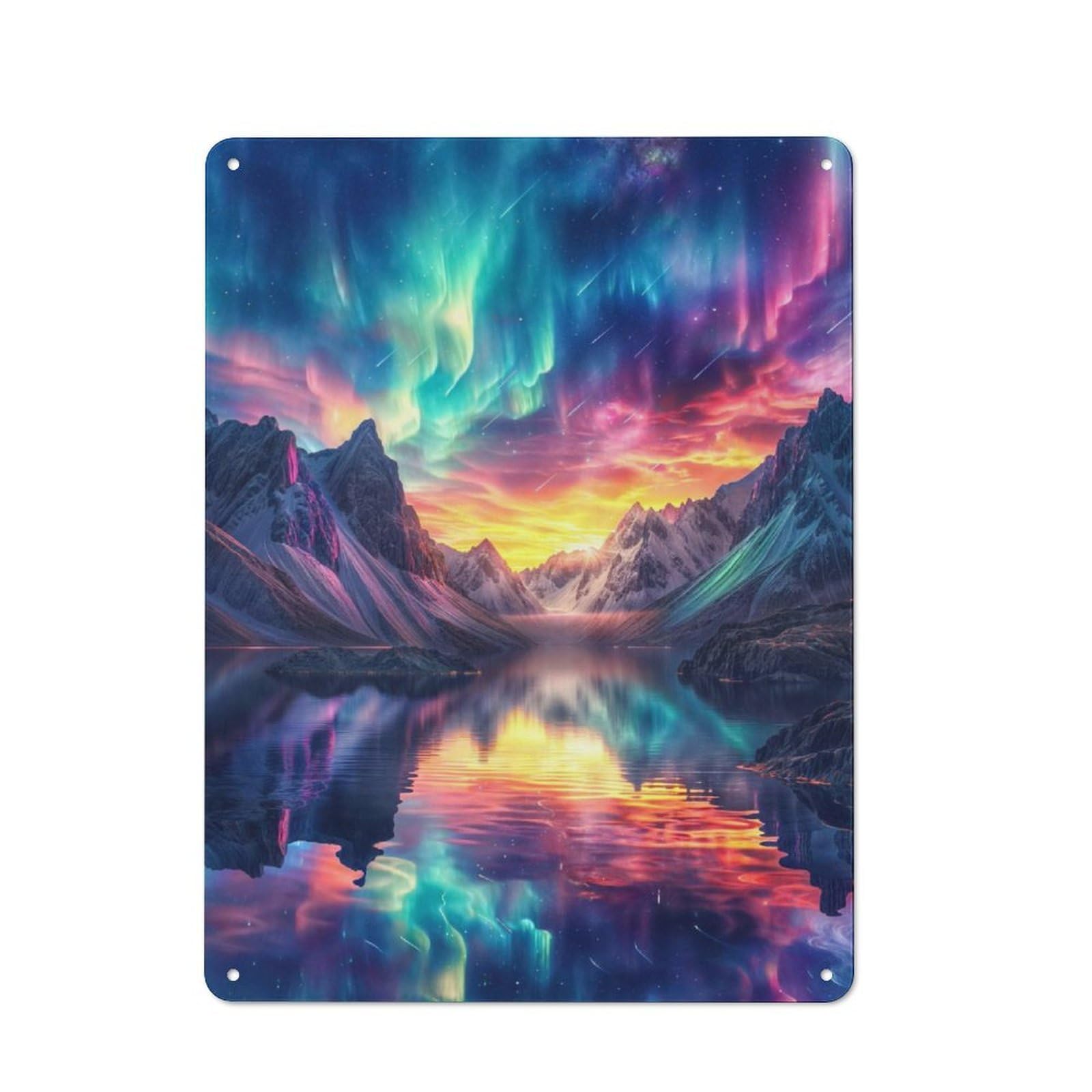 Junmoney Nature Aurora Borealis Tin Wall Plaque 40X30cm With For Man Cave Or Games Room, A New Home Present For Leisure-Room Decor Enthusiasts