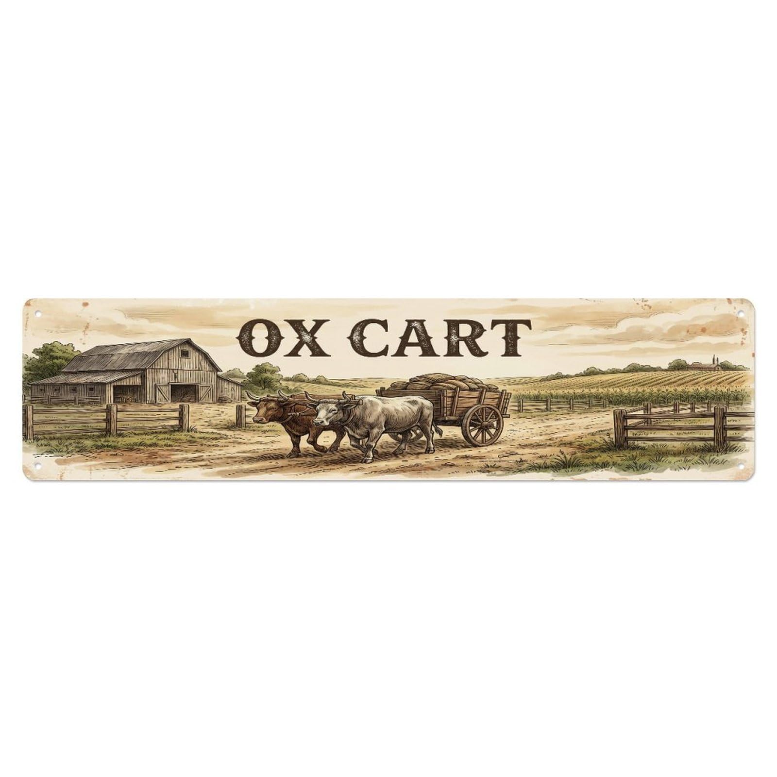 Xanthor Style Metal Tin Sign Vintage Yard Ox Farmhouse Funny Ox Backyard Farm