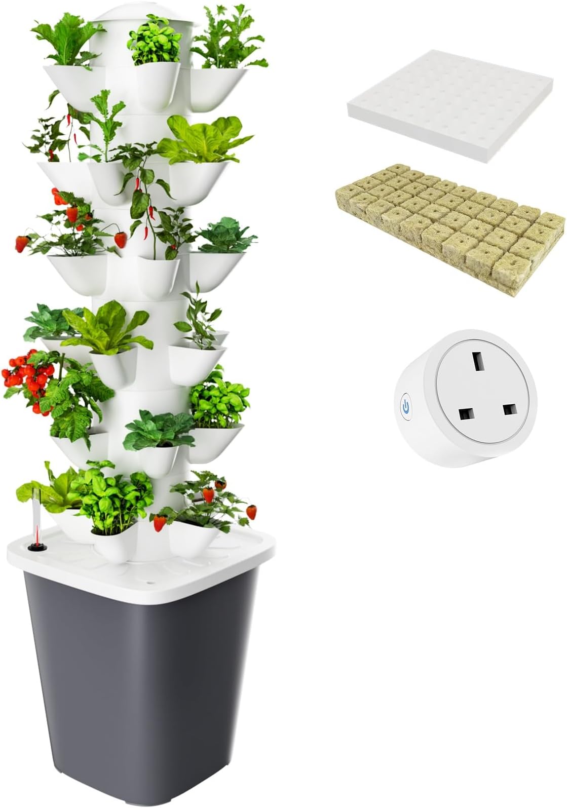 Vertical Hydroponics Garden Tower 30-Plant Hydroponic Growing System, Indoor Vertical Farming Garden Planter, Smart Herb Garden with Timing Plug Automatic Watering for Home Indoor Gardening System