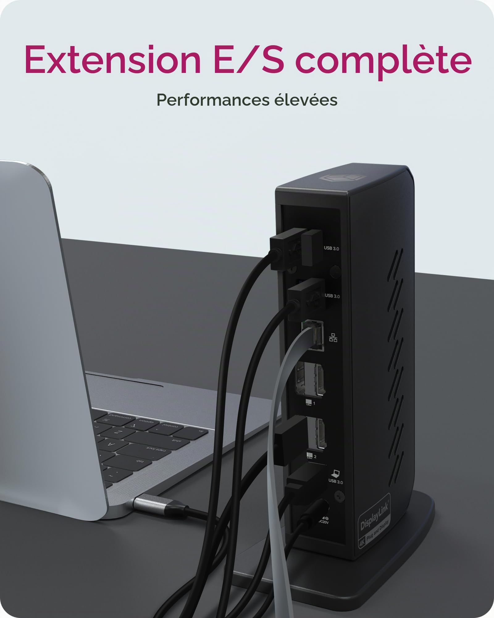 ICY BOX Station d'accueil USB-C (11-en-1) avec 2x HDMI & 2x DP, Docking Station USB-C pour Ordinateur Portable (Gigabit Ethernet, 6 Ports USB 3.0), DisplayLink, IB-DK2252AC