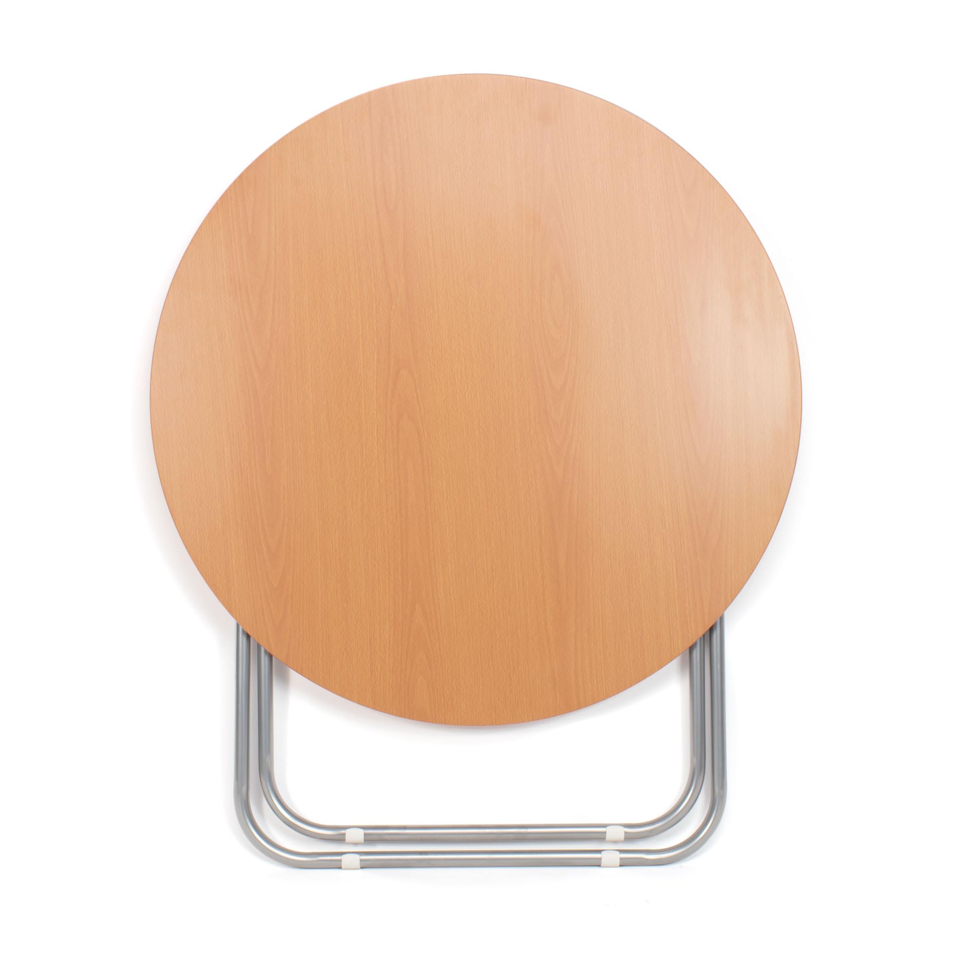THE SECRET HOME - Mesa Cuadrada Plegable Portátil - Color Natural - 70 cm x 70 cm - Madera y Metal - Ideal para Cocina, Terraza o Jardín (D. Ø90 x Alto 70 cm)