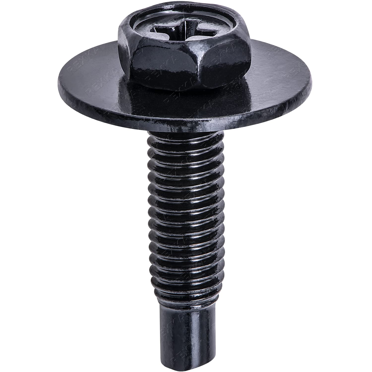 Rexka 20pcs M4.8 Hex Head Sems Body Bolt Screw for Bumper Fender Splash Shield Under Cover