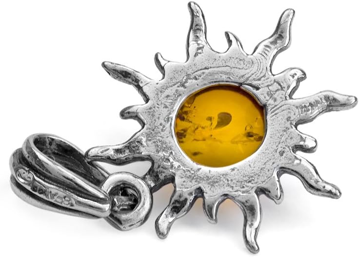 Ian and Valeri Co. Dark Amber Sterling Silver Sun Pendant Necklace 18 Inches - Image 3