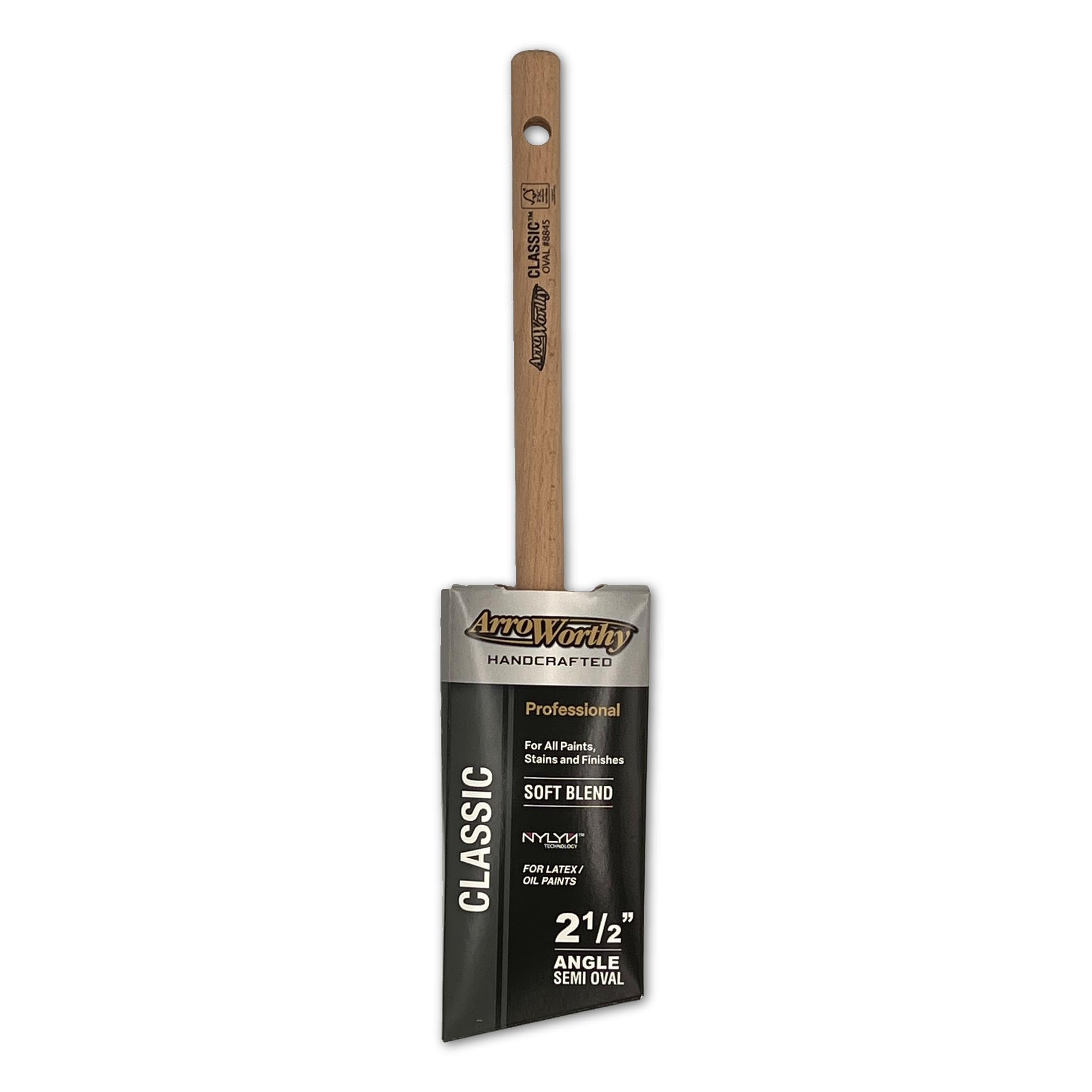 Gripper Cloth Brown Arroworthy Classic Paint Brush, 2.5 Inch Pencil Handle Angled, 8845-2.5 Inch