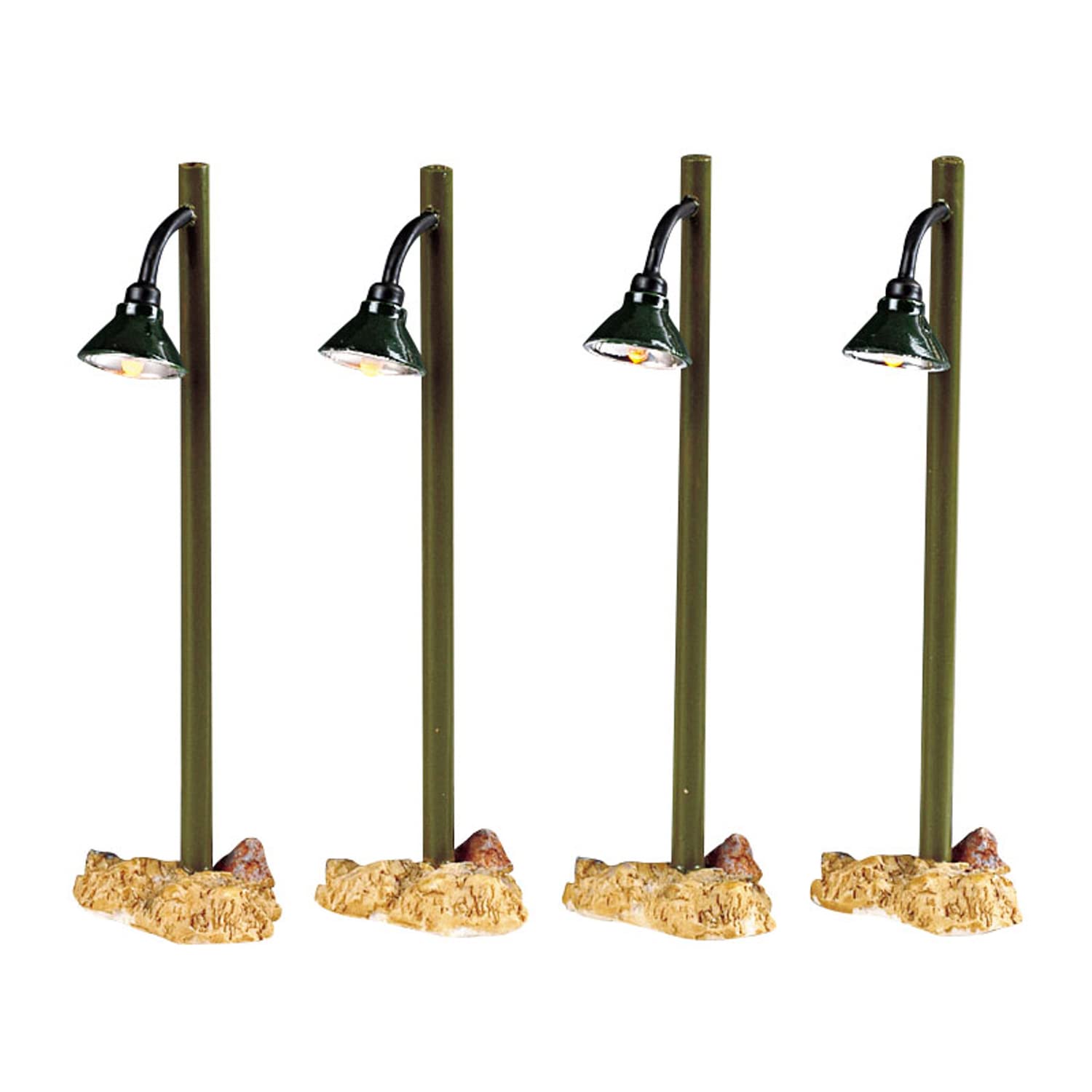 LemaxChristmas Figurine Rustic Street Lamps, Set of 4, Multicolor, LED, Battery Powered