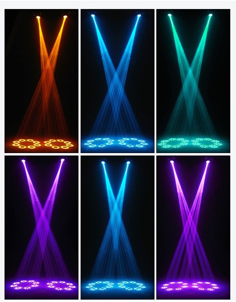 2 Projecteurs LED DJ 100W Tête Mobile - Effets Gobos/Prisme - Contrôle DMX/Son - Soirée