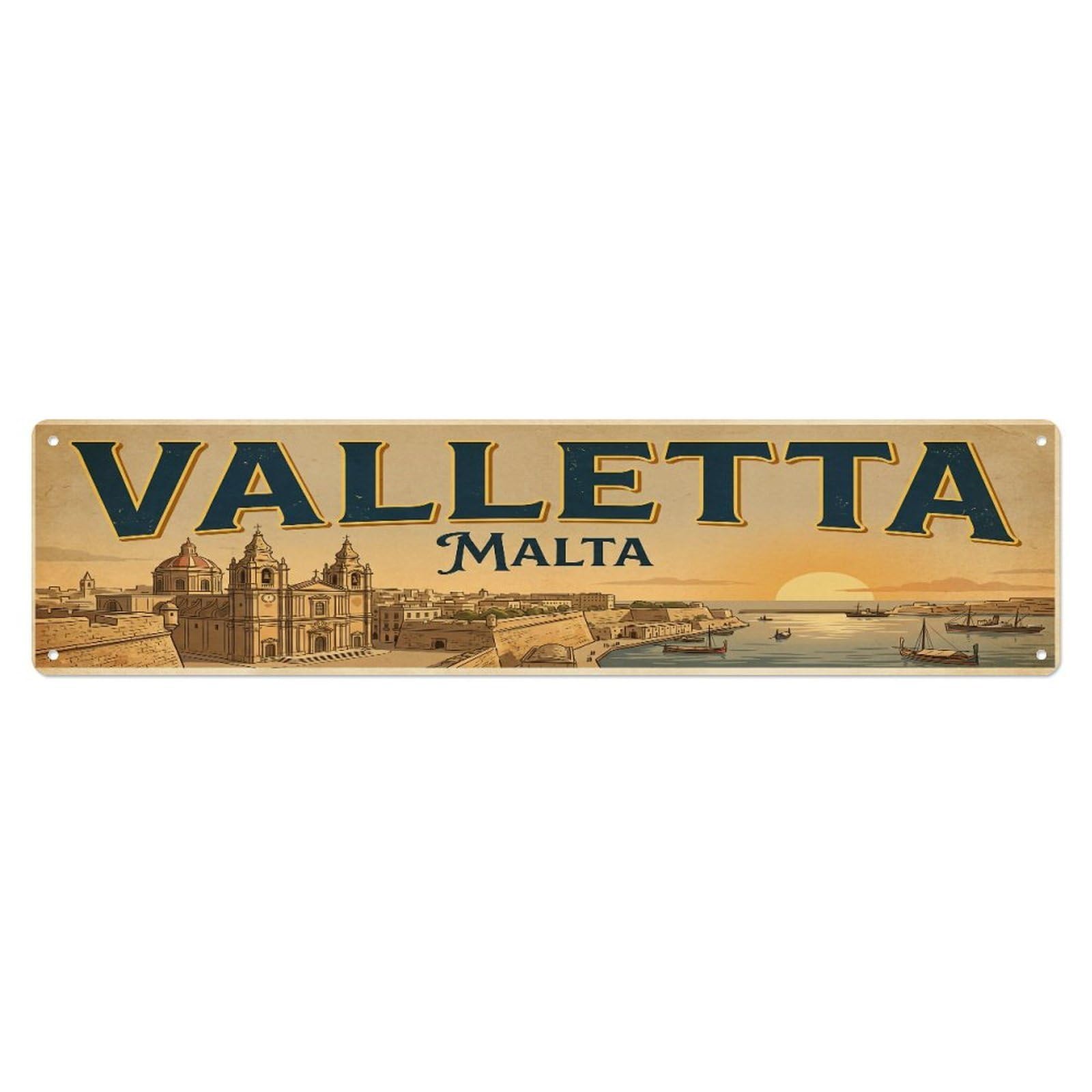 Tgrcjimh Style Metal Tin Sign Vintage Travel Malta Valletta