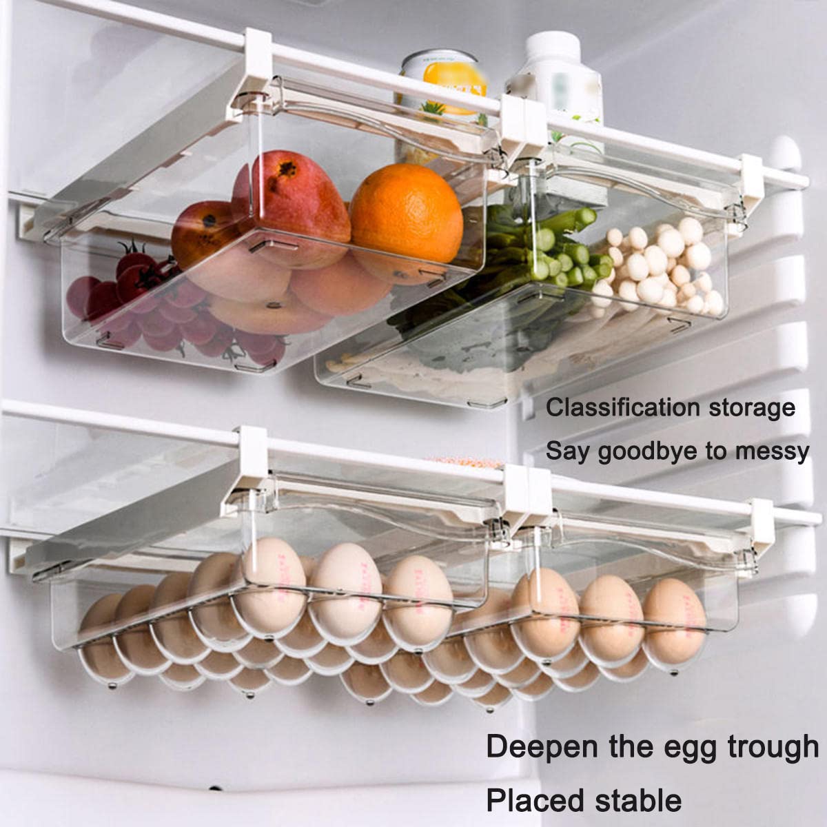 Kühlschrankbox für Obst Gemüse und Eier 2er-Pack passt Kühlschrank Regal unter 1,5 cm
