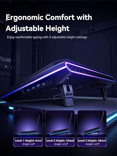 Miniatura 7 de llano V12 Ultra - Almohadilla de refrigeración para laptop con control de software inteligente, soporte para ventilador de laptop RGB para juegos,