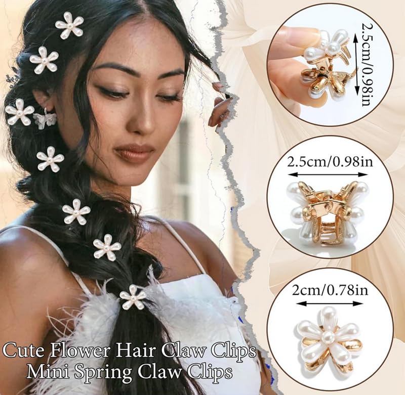 Amazon.com : 10 Pcs Pearl Mini Claw Clips Daisy Floral Hair Clips