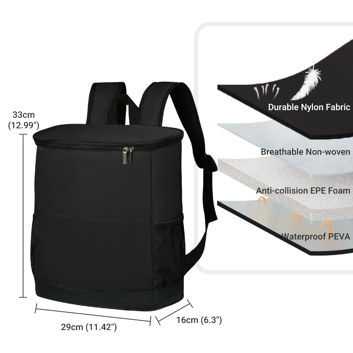 15L Zaino Termico Frigo Borsa Frigo Isoterma Borsa Termica Porta Pranzo Zaino da Picnic