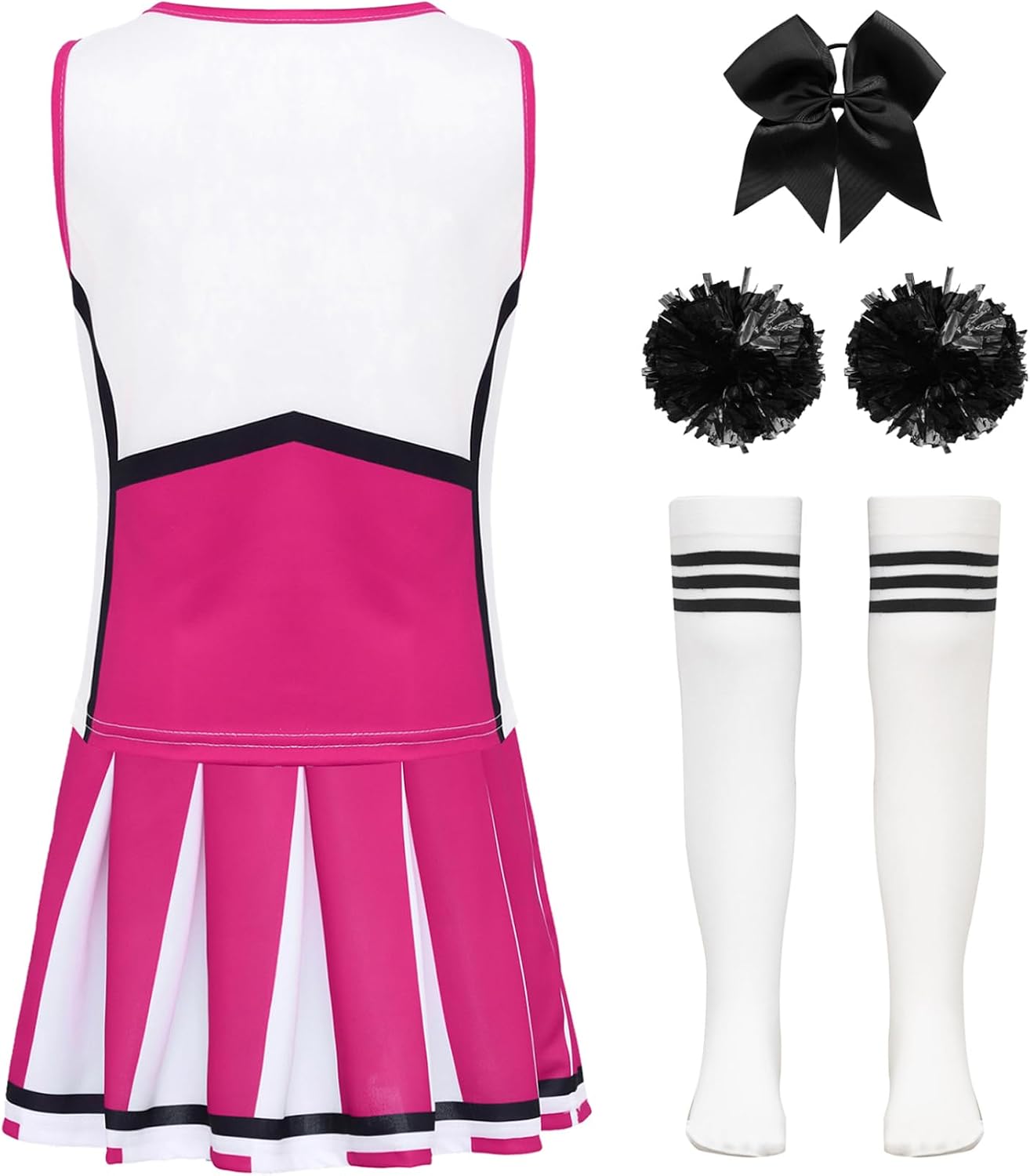 Girls Sports Meeting Cheer Leader Outfits Cheerleading Uniform Sleeveless Top and Skirt with Accessories