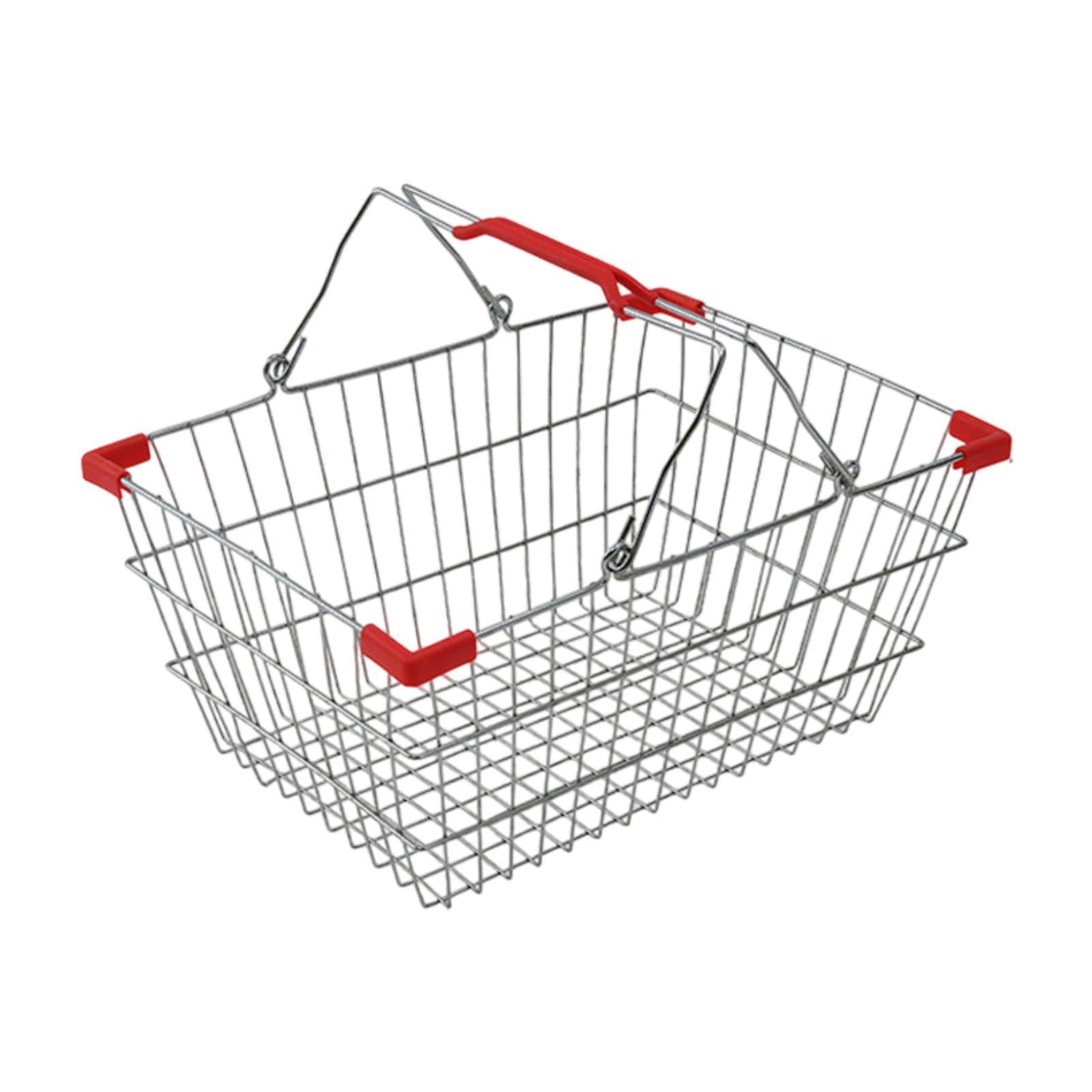 Amagogo Einkaufskorb Aufbewahrungskorb mit Ergonomischem Griff Metallkorb Supermarkt Organizer Aus Stahl Langlebig für Verschiedene Anwendungen für Küche Gara, 45cmx30cmx21cm