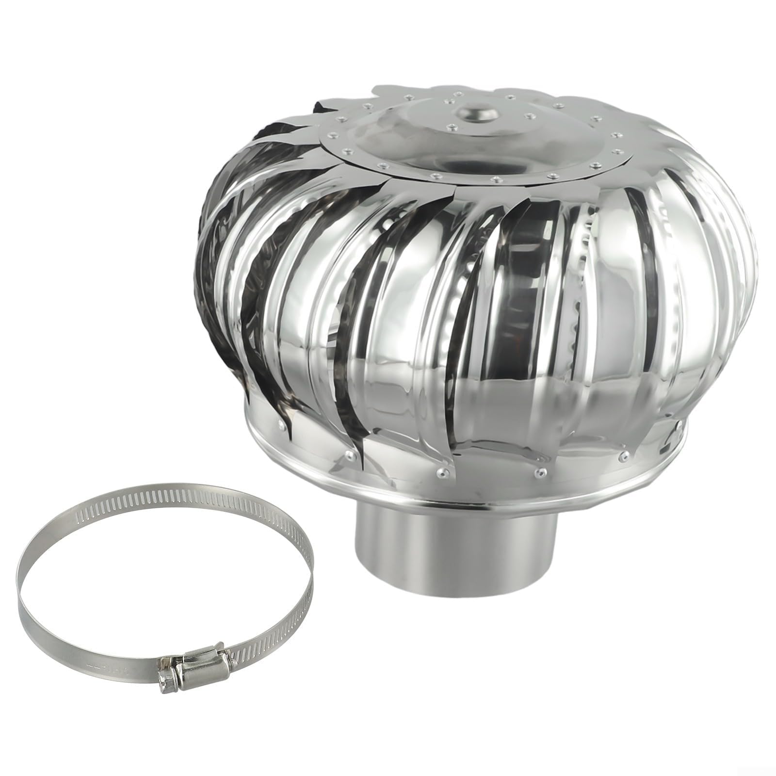 KGLHJDY Stainless Steel Cowl Cap Rotating Hood Ventilation Pipes Chimneys Air Extraction Ventilation Pipes(Ø200 MM)