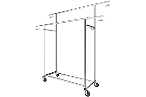 Simple Trending Double Rod Clothing Garment Rack for Hanging Clothes Heavy Duty