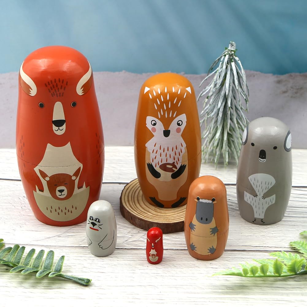 Lot De 5 Poupées Gigognes Russes En Bois En Forme D'œuf Pour Enfants Jouet De Noel Danniversaire Cadeau De Decoration Dinterieur - 7