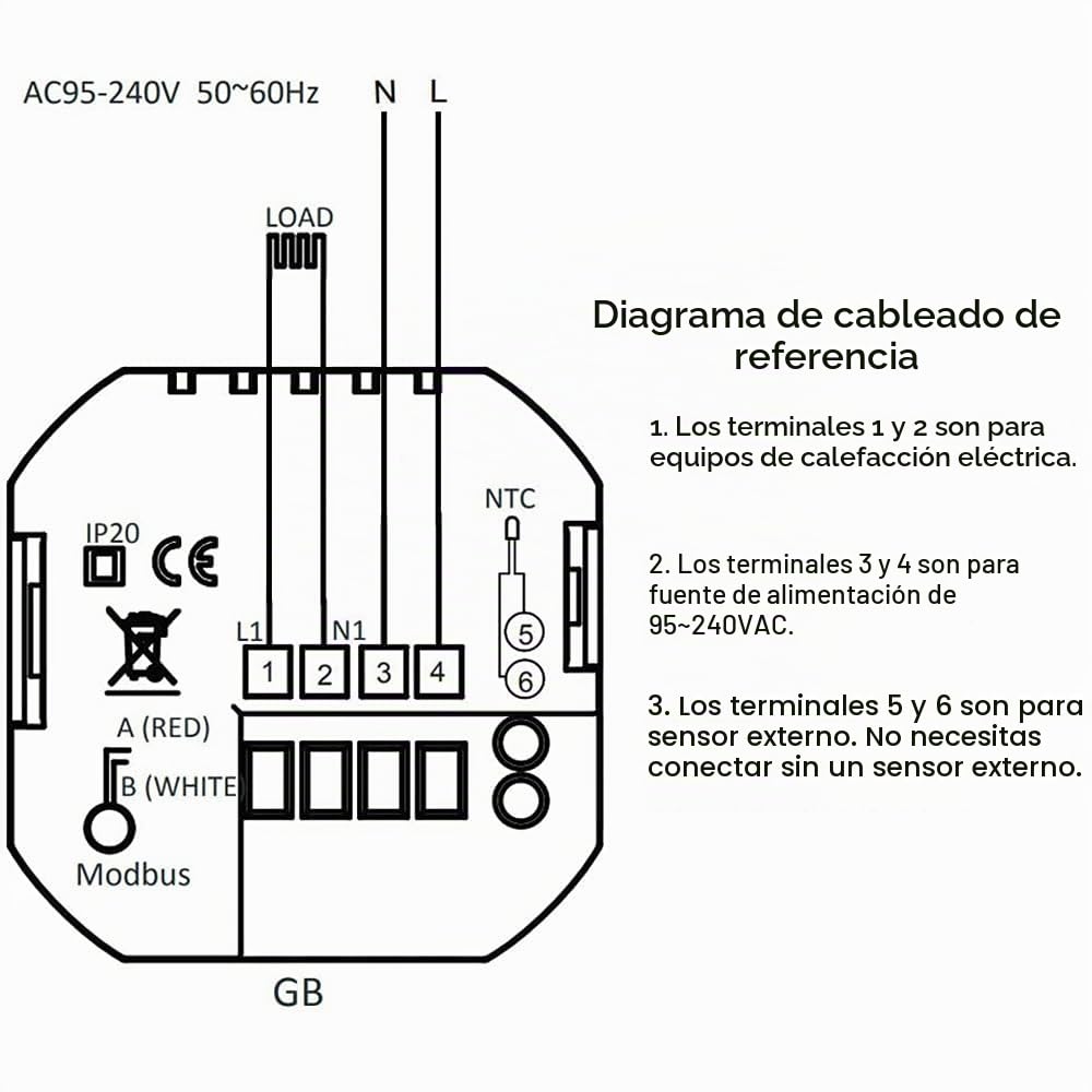 Series 002 Termostato Inteligente WiFi 16A para Calefacción Eléctrica, Termostato de Ambiente con Control por Voz y Programable Compatible con Tuya App, Alexa y Google Home(Blanco)