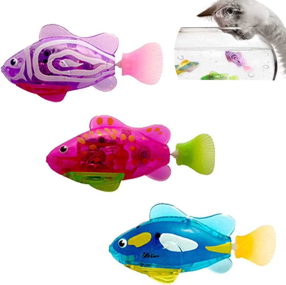 Robo Fish for Cats 3PCS Interactive Robot Swimming Fish Toys for Cat
