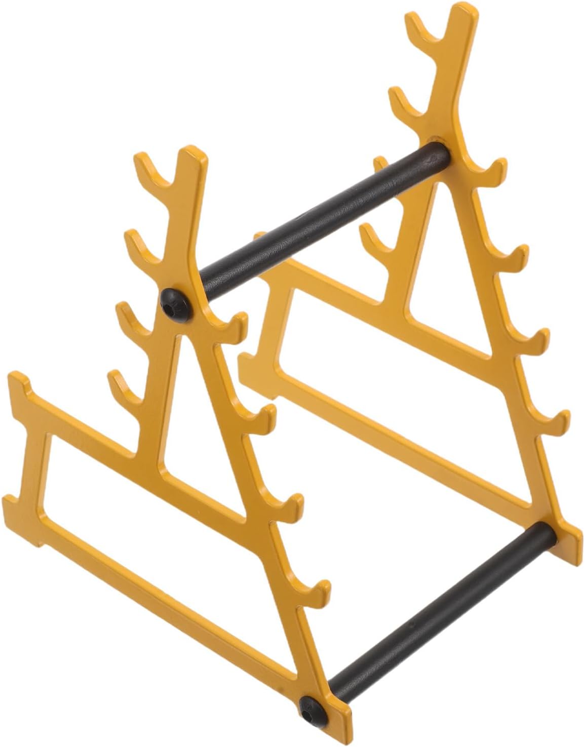 Mini Barbell Squat Rack Pen Holder Yellow Carbon Steel Desk Organizer