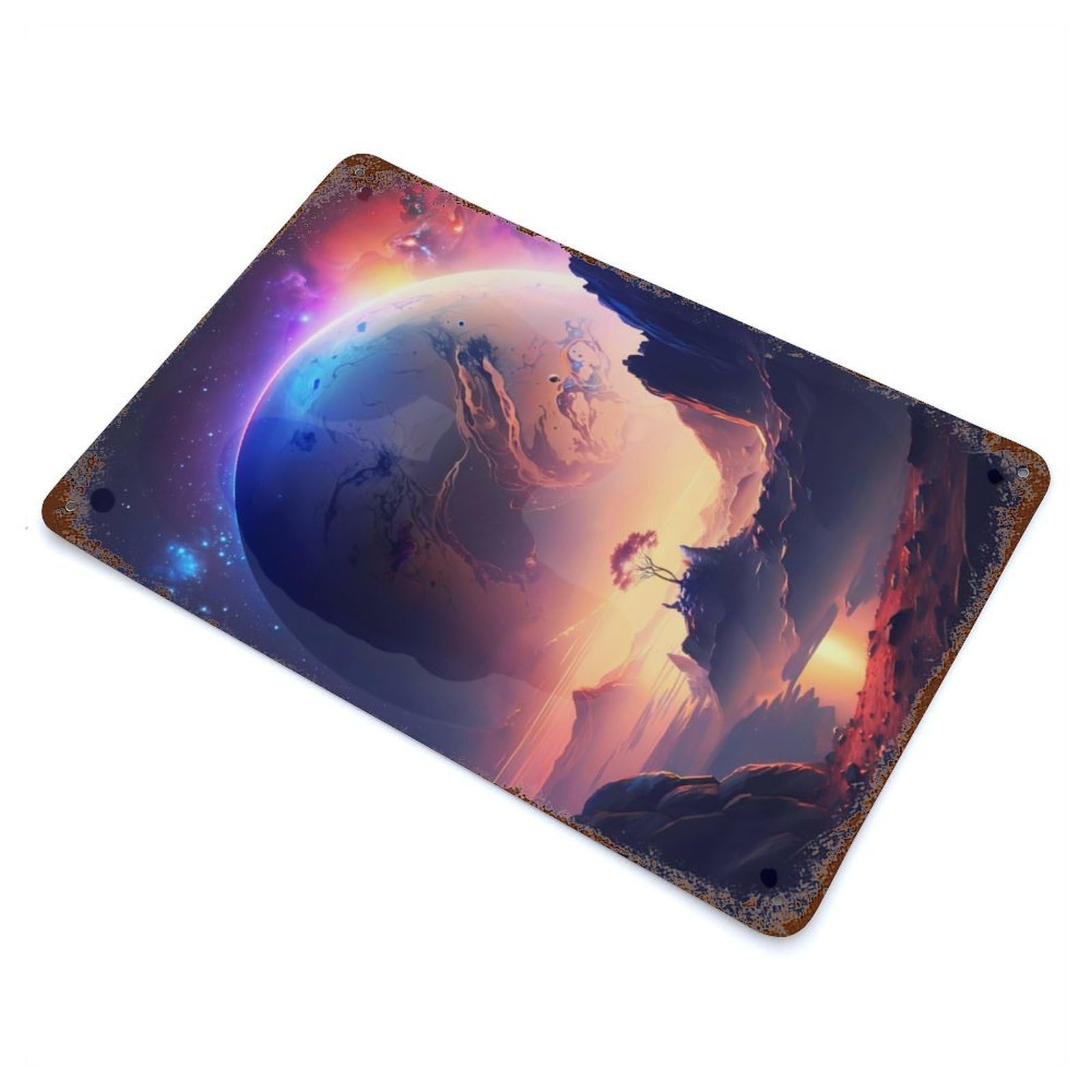 Celestial Enchantment 11.8"x7.9" Aged Metal Wall Plaque, Retro Wall Decor for Farmhouse, Kitchen And Entryway Decor