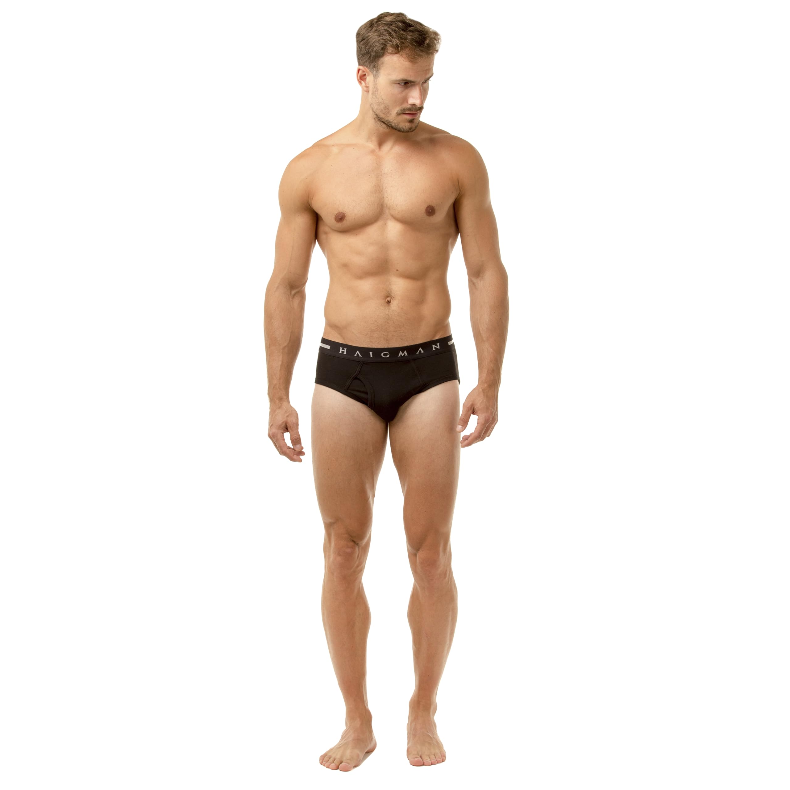 Haigman Men's Black 3 Pack Cotton Rich Briefs (Uk, S, To Fit Waist 76-82Cm/30-32In, )