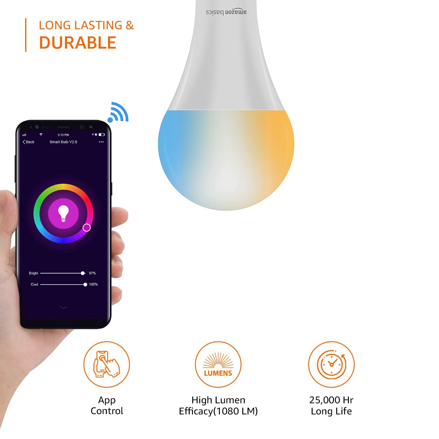 - 9W Smart LED Bulb with Alexa, Google Assistant & Wi-Fi Enabled (Pack of 1, Cool White, B22 Holder) 2