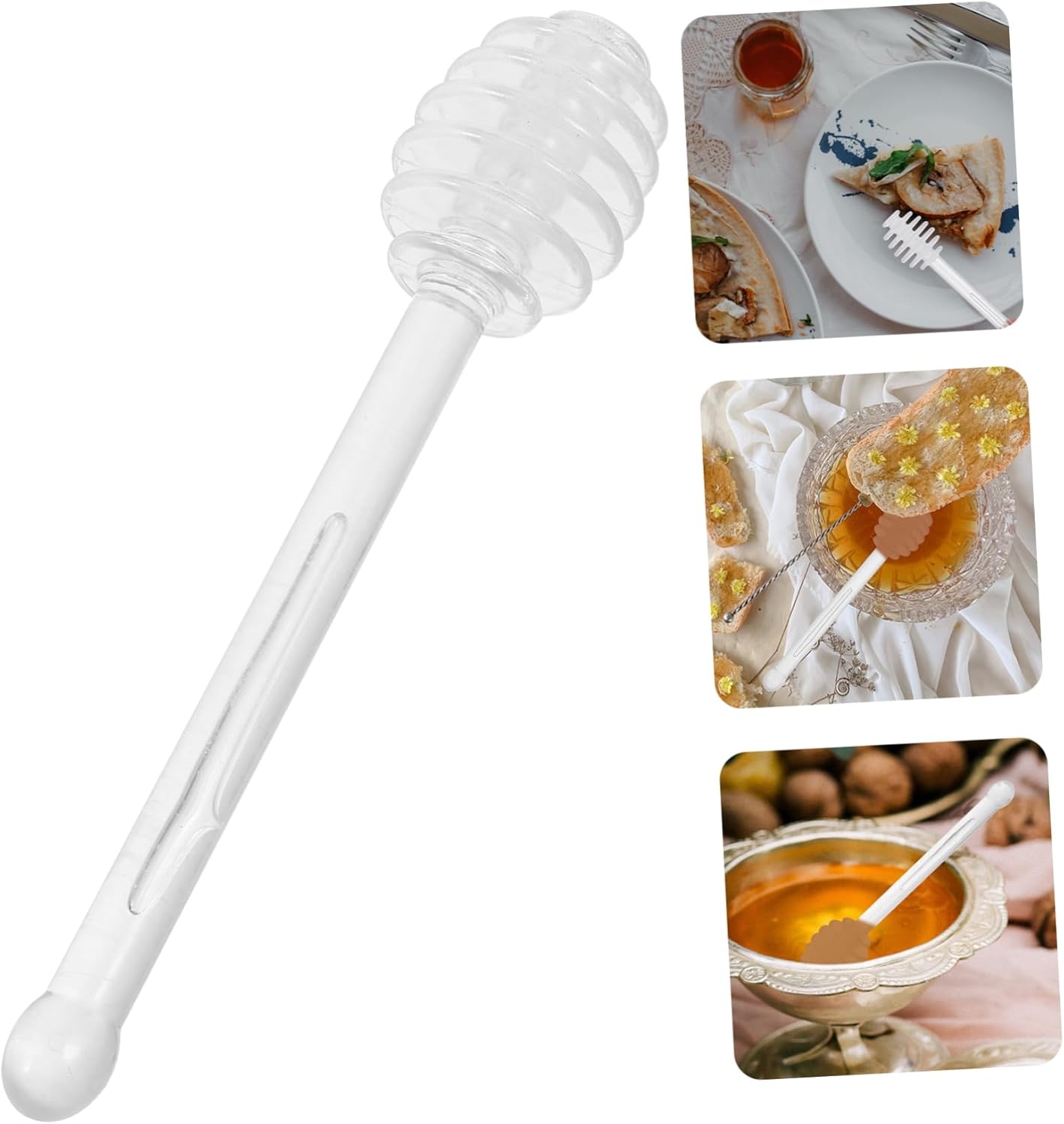 Unomor 25pcs Transparent Honey Dipper Sticks Multi-purpose Mixing Rods for Honey Jam Tea Elegant Kitchen Stirring Tools for Home Parties Weddings