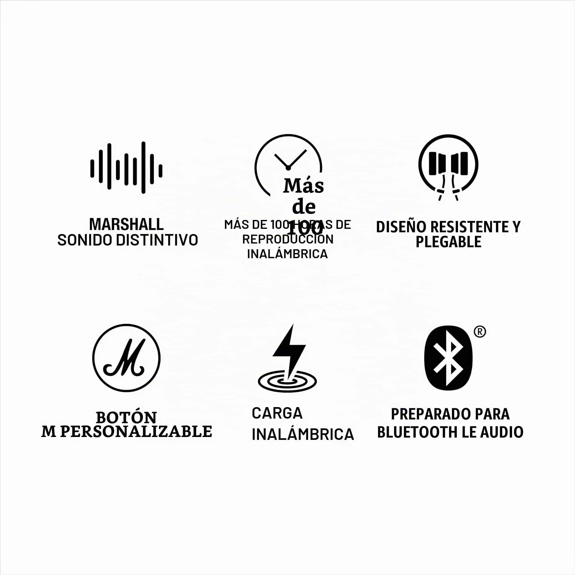Marshall Major V Auriculares Inalámbricos Bluetooth, 100 Horas de Reproducción - Crema