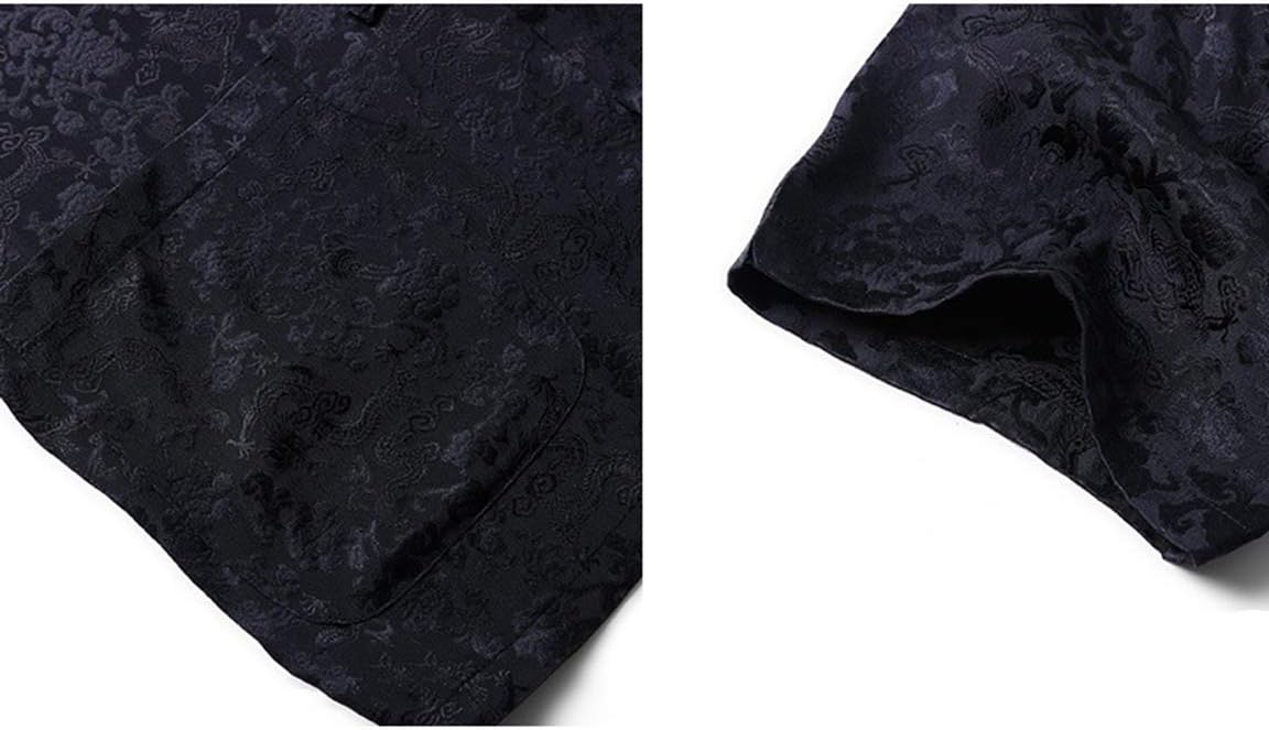 メンズシルク太極拳ユニフォームフットスーツの制服瞑想スーツ半袖コートトップス