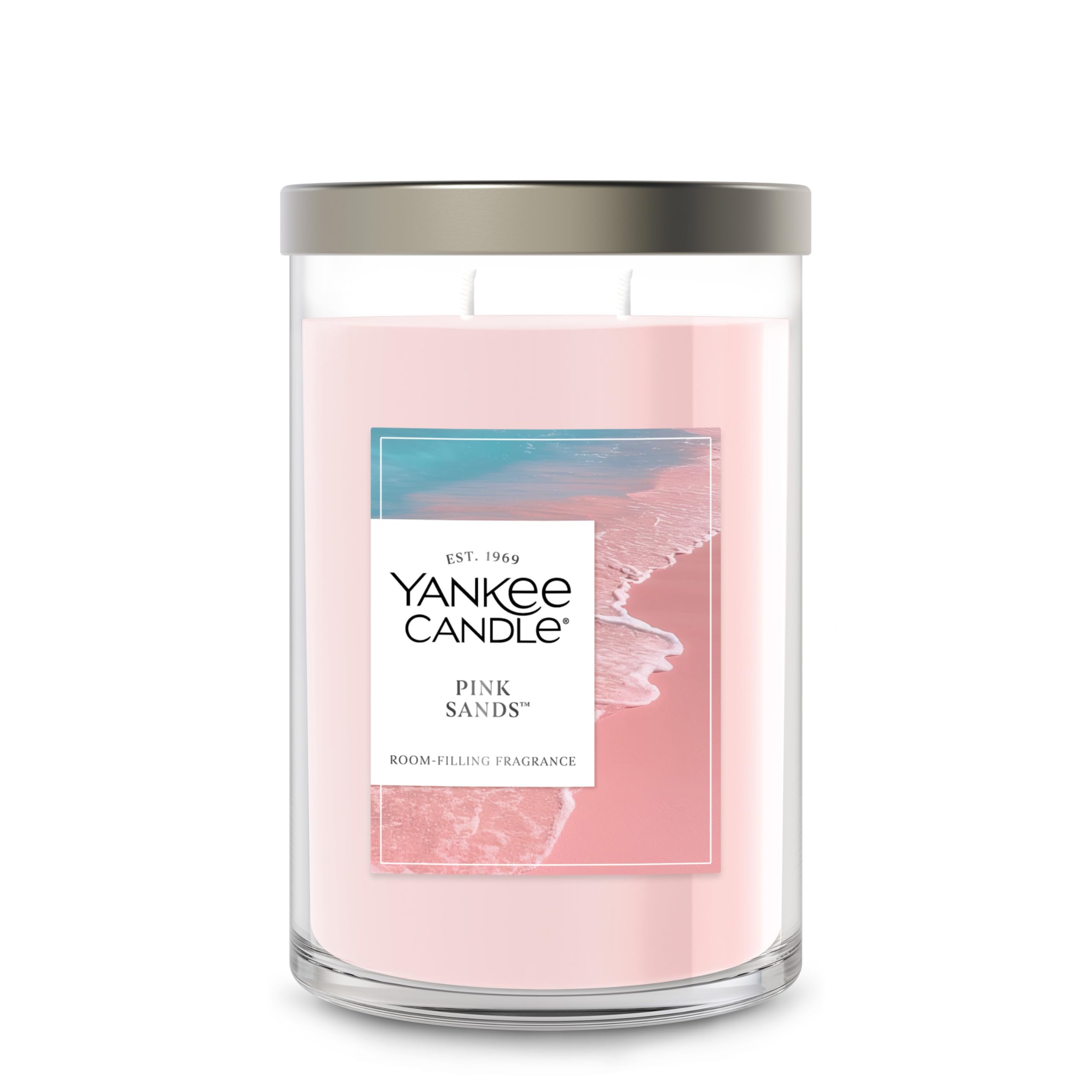 Large Tumbler Scented Candle with up to 80 Hour Burn Time, Premium Plant Wax Blend for Consistent Burn, 20 oz Tumbler Candle with Room Filling Fragrance, Pink Sands
