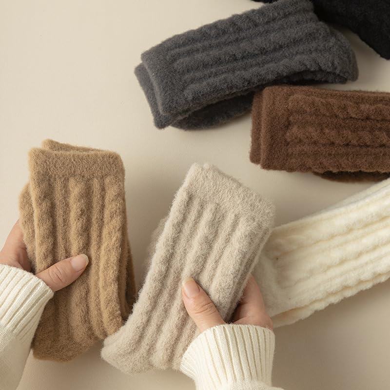 Image of Kelabia Women Fuzzy Socks Warm Fluffy Soft Japanese Thick Slipper Cute Aesthetic Fleece Long Socks