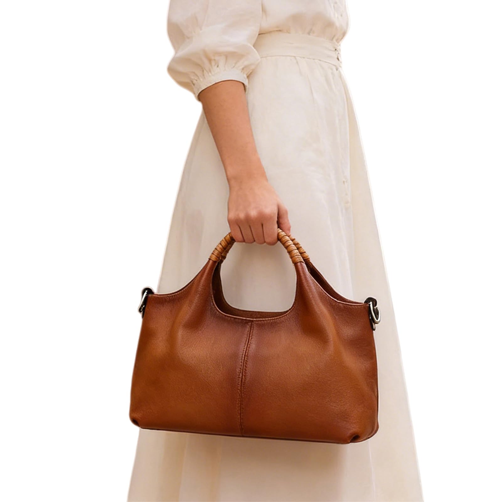 Borsa a mano da donna in pelle PU, stile vintage, con cerniera