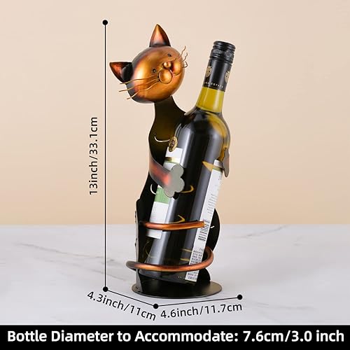 Miniatura 2 de Tooarts Gato en forma de vino titular de vino estante estante metal escultura práctica decoración casera artesanía