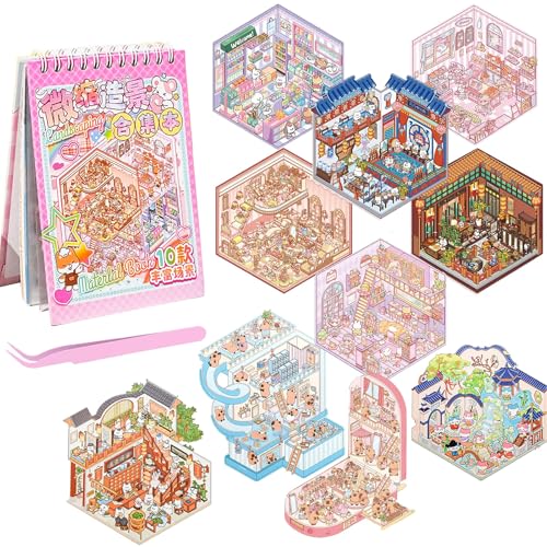 Omnikryp 36 Pièces Autocollants de Scène, Stickers Scène Miniature 3D
