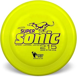 Hero Disc USA Hero SuperSonic 215 K9 Taffy Plastic Dog Frisbee, Outdoor Dog Toy and Pet Frisbee, Puncture Resistant Dog Flying Disc (Yellow)