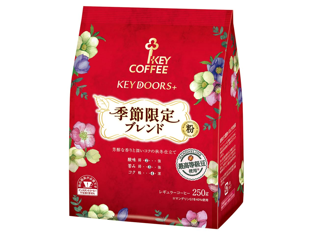 キーコーヒー KEY DOORS+季節限定ブレンド 粉 (FP) 250g