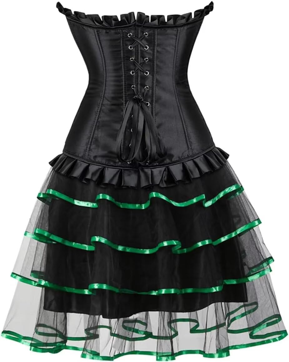 Jutrisujo Renaissance Corset Dress Women Lace pu Bustier Gothic Lingerie Plus Size