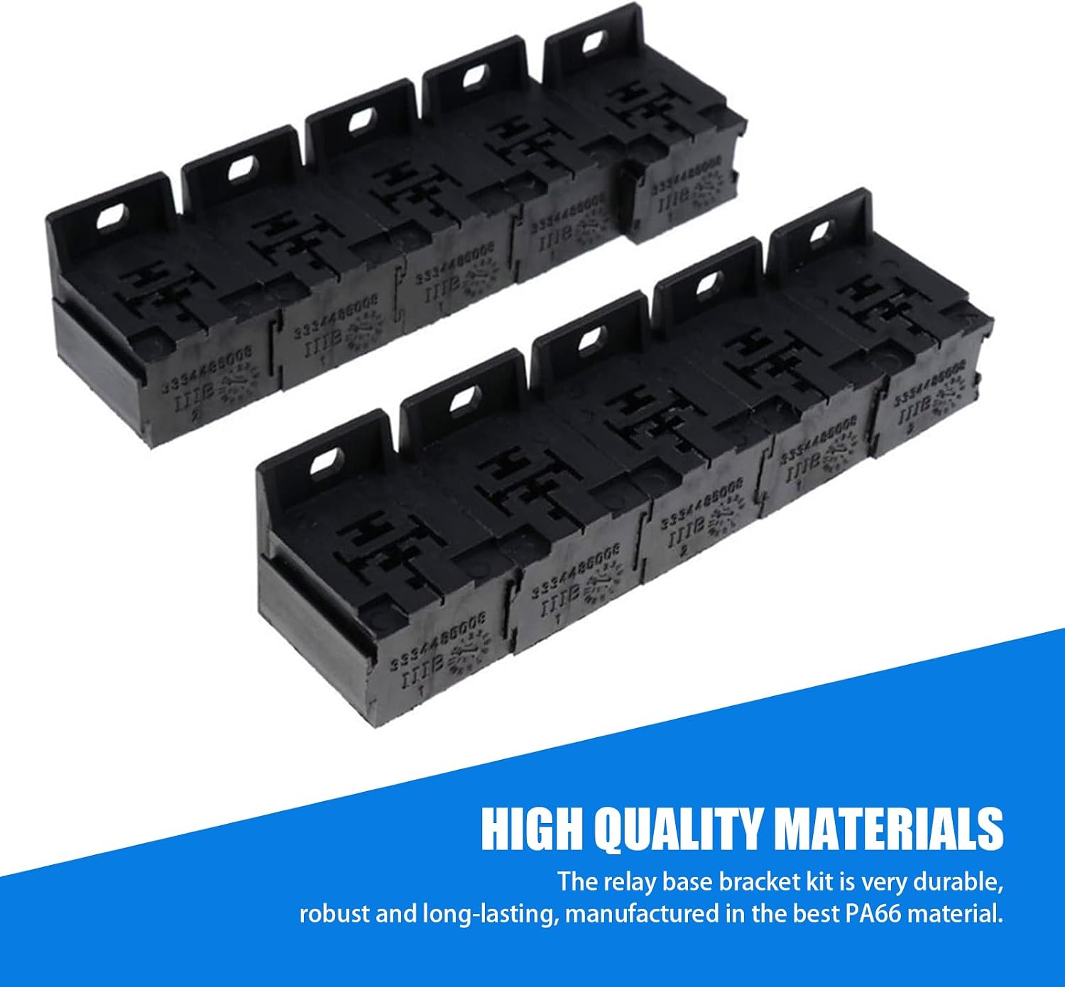 Pack of 10 Relay Base Holder, 5 Pin Socket with 50 Terminals 6.3mm/0.24In Kits, 12V/24V 30-80A Car Accessories, Universal for Most Cars (Black), FASCZ641BL-10PS