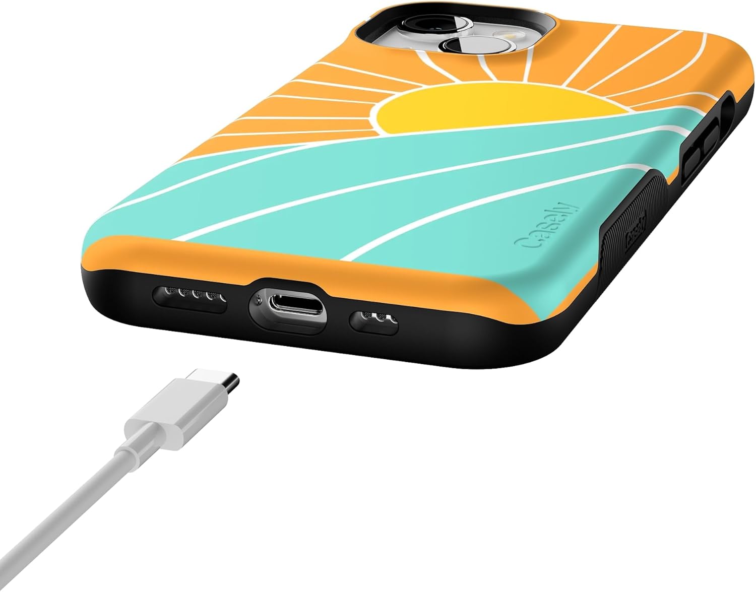 Casely iPhone 14 Case | Waves & Rays | Sunshine | Bold Protective Design | Compatible with MagSafe