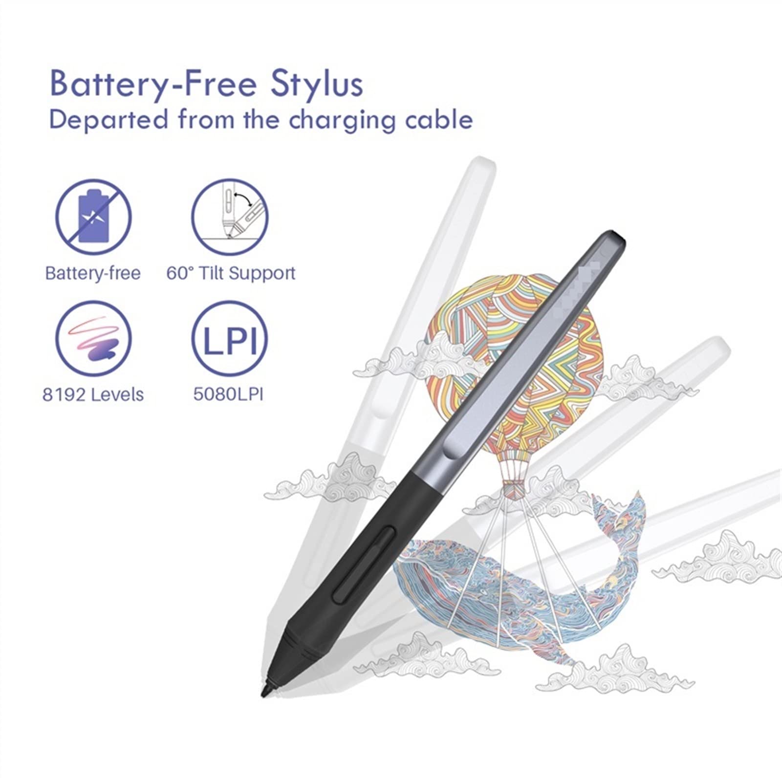 Tavolette grafiche Tavoletta Grafica Ultrasottile Tavoletta Digitale Tavoletta Professionale con Penna da Disegno con Stilo Senza Batteria