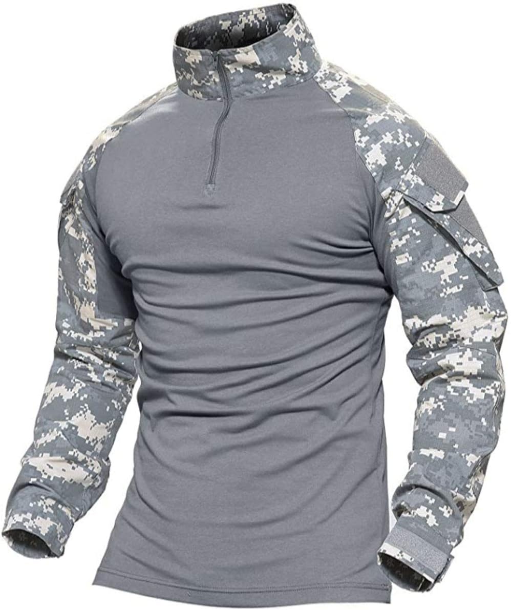 HARGLESMAN Men's Tactical Military Suits Long Sleeve Fitting Amry Uniforms Combat Shirt and Pants with Knee Pads