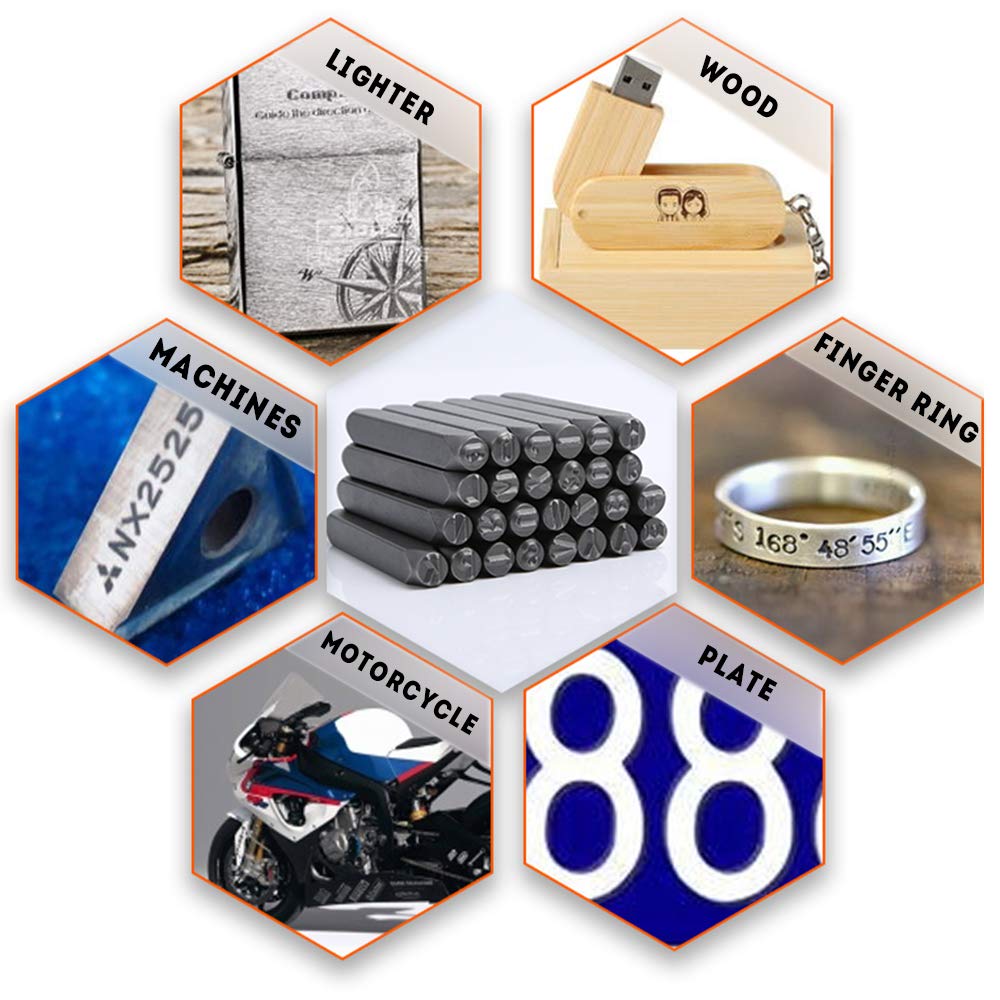 Oudtinx Number and Letter Stamp Set (36 Piece Punch Set/A-Z & 0-9) Industrial Grade Hardened Carbon Steel Metal - 1/8" (3mm) Characters - Perfect for Imprinting Metal, Wood, Plastic, Leather, More!