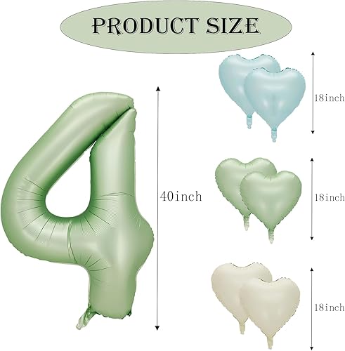 Miniatura 8 de Globo blanco crema del número 3 de 40 pulgadas, 7 globos de aluminio con globos de corazón para fiestas de cumpleaños de niños y niñas (blanco crema