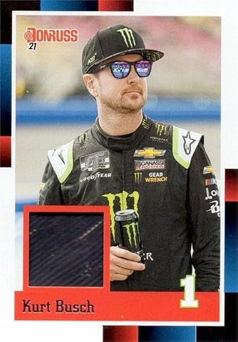 Kurt Busch race used memorabilia swatch trading card (NASCAR, Auto Racing) 2021 Donruss #88RKU - Autographed NASCAR Cards