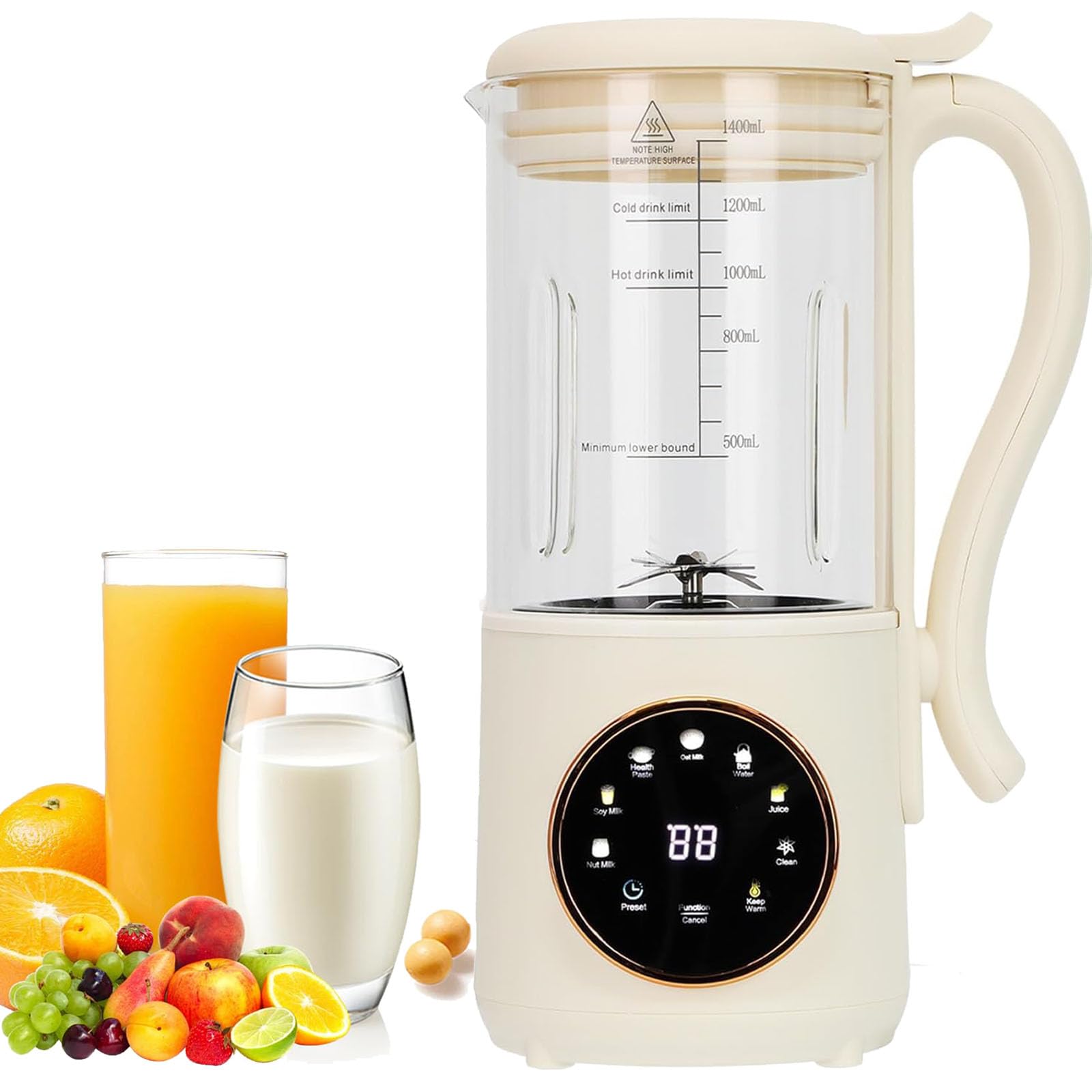 Ekspres Do Mleka Orzechowego O Pojemności 1400 Ml, Automatyczny Ekspres Do Mleka Sojowego 9 W 1, Z Funkcją Samoczyszczenia I 12-godzinnym Opóźnieniem, 16 Ostrzy Przygotowuje Mleko Migdałowe