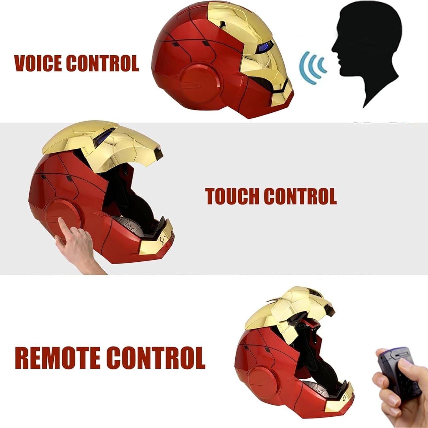 Iron Hero MK 5 1:1 Wearable Helmet :Voice, Touch, and Remote Control, Realistic Sound Effects, Can Cosplay and Collectible Figures for Man and Teen Ideal Gift （Gold）