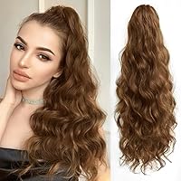 Vista 24 de Extensiones de cabello para cola de caballo con clip de garra, onduladas de 20 pulgadas de largo, cola de caballo sintética para adultos, mujeres