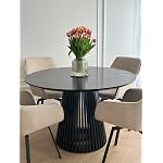 Runder Ausziehbarer Tisch für Esszimmer, Dover - Industrial/Loft Still mit Lamellenbeine, Durchmesser Varianten : von 90 bis 220 cm (Schwarz, 120/220) – Bild 5