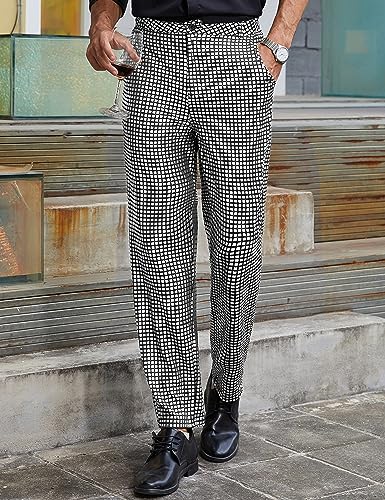 TURETRENDY Mens Metallic Pants Shiny Sequins Straight Leg Trousers Disco Nightclub Party Dance 70s2